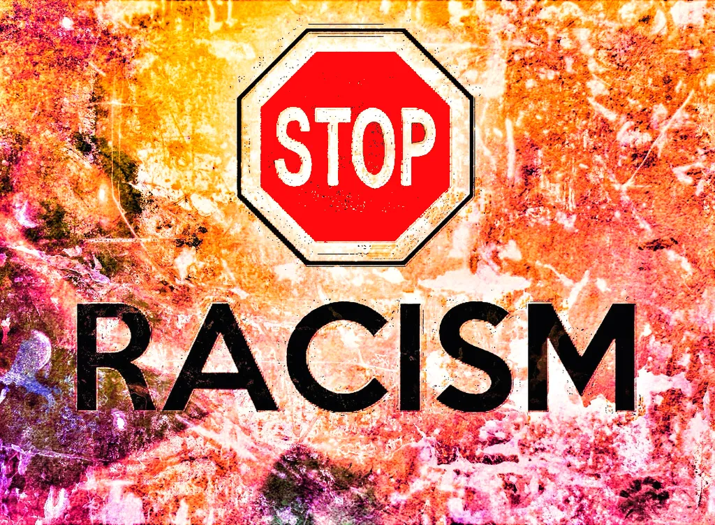 Stop sign above the word Racism, calling Christians to defeat racism with the gospel