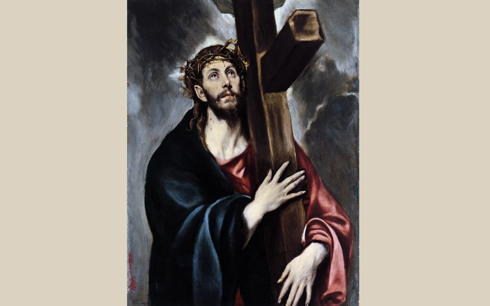 Painting of Jesus Christ carrying the cross, for a study of what "Son of God" truly means