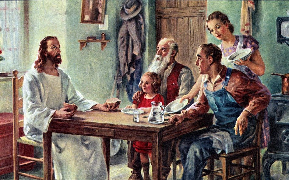 Jesus gathered with a family