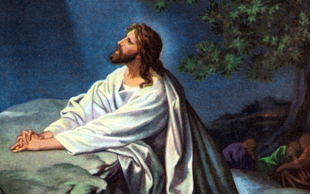 Jesus, the Son of God, praying in the garden